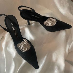 NEW Gorgeous Sexy AF Dressy Black Evening Sling Back Heels size 6 N w/o tags